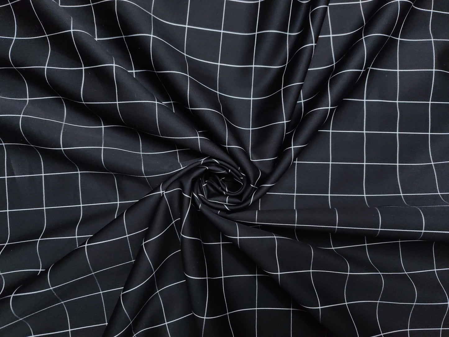 Giza House by Soktas Premium Giza Cotton Shirting Fabric (Midnight Black, Checks)