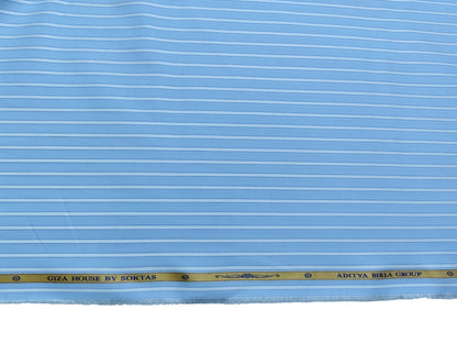 Giza House by Soktas Premium Giza Cotton Shirting Fabric (Classic Blue, Stripes)