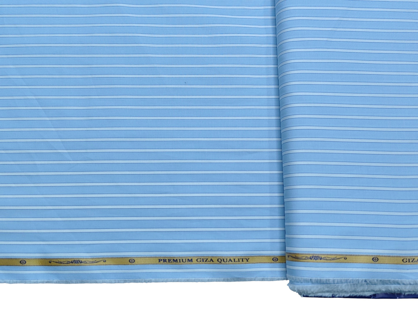 Giza House by Soktas Premium Giza Cotton Shirting Fabric (Classic Blue, Stripes)