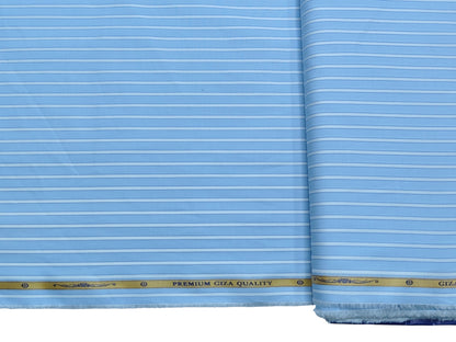 Giza House by Soktas Premium Giza Cotton Shirting Fabric (Classic Blue, Stripes)