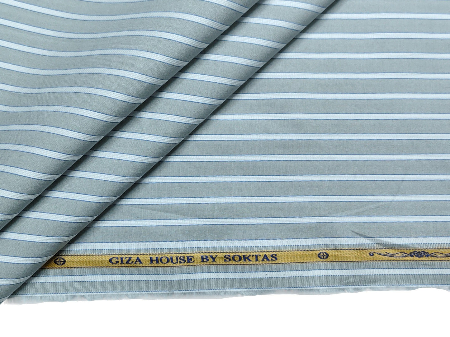 Giza House by Soktas Premium Giza Cotton Shirting Fabric (Gray, Stripes)