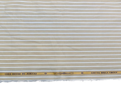 Giza House by Soktas Premium Giza Cotton Shirting Fabric (Classic Beige, Stripes)