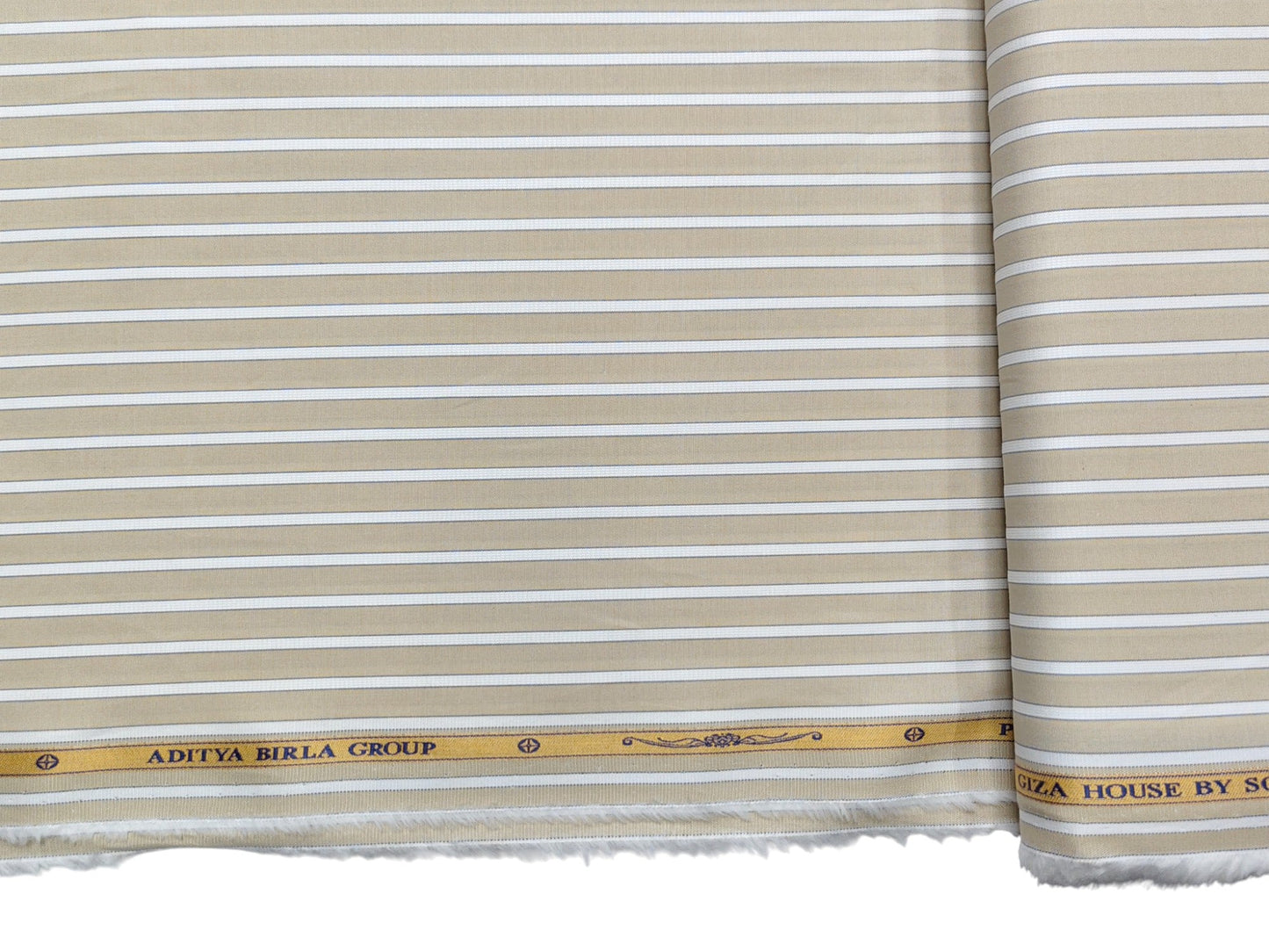 Giza House by Soktas Premium Giza Cotton Shirting Fabric (Classic Beige, Stripes)