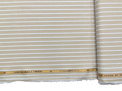 Giza House by Soktas Premium Giza Cotton Shirting Fabric (Classic Beige, Stripes)