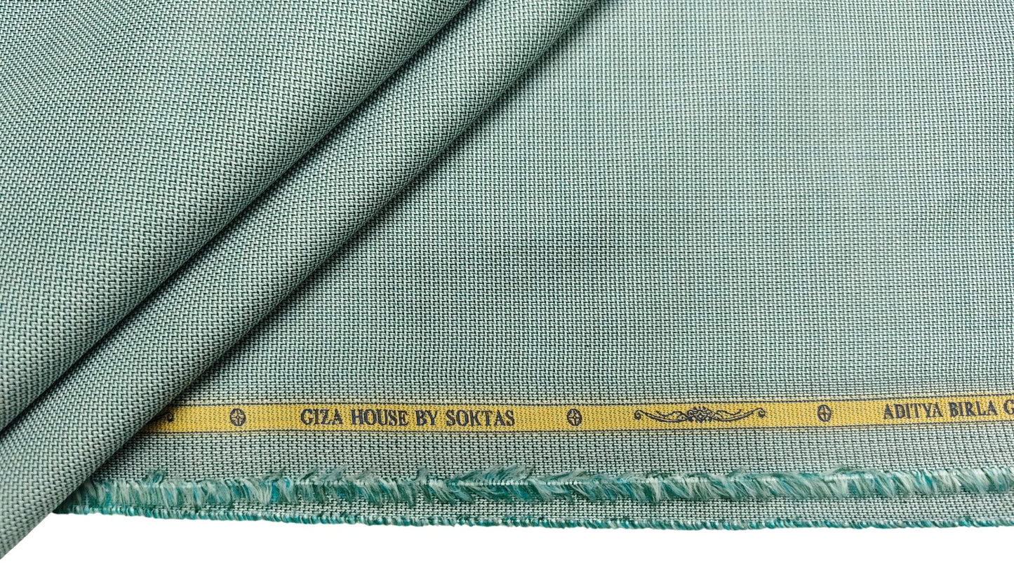 Giza House by Soktas 2/120 Premium Giza Cotton Shirting Fabric (Green, Patterned)
