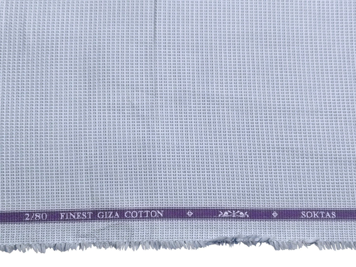 Giza House by Soktas 2/80 Finest Giza Cotton Shirting Fabric (White & Blue, Box Patterned)