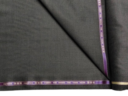 Raymond Magnum Merino Wool Blend Suiting Fabric (Dark Grey, Plain Weave)