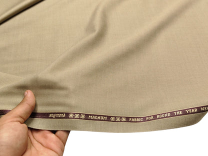 Raymond Magnum Merino Wool Blend Suiting Fabric (Beige , Plain Weave)