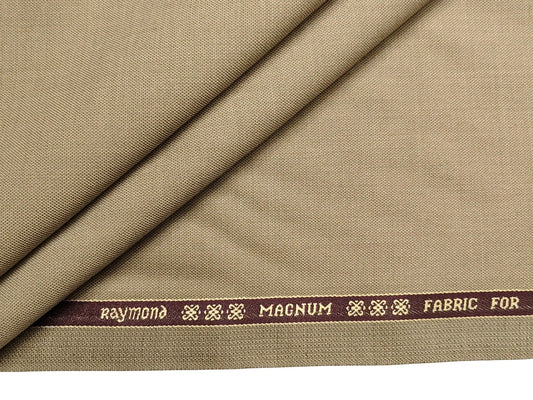 Raymond Magnum Merino Wool Blend Suiting Fabric (Beige , Plain Weave)