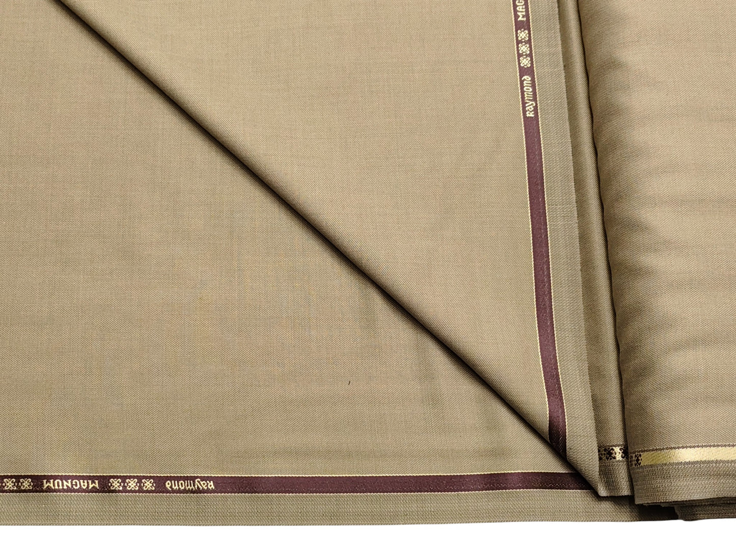 Raymond Magnum Merino Wool Blend Suiting Fabric (Beige , Plain Weave)