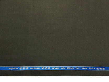 Raymond Magnum Merino Wool Blend Suiting Fabric (Deep Olive Green, Plain Weave)