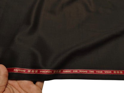 Raymond Magnum Merino Wool Blend Suiting Fabric (Dark Brown, Plain Weave)