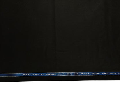 Raymond Lexus Super 100s Merino Wool Blend Suiting Fabric (Black, Plain Weave)