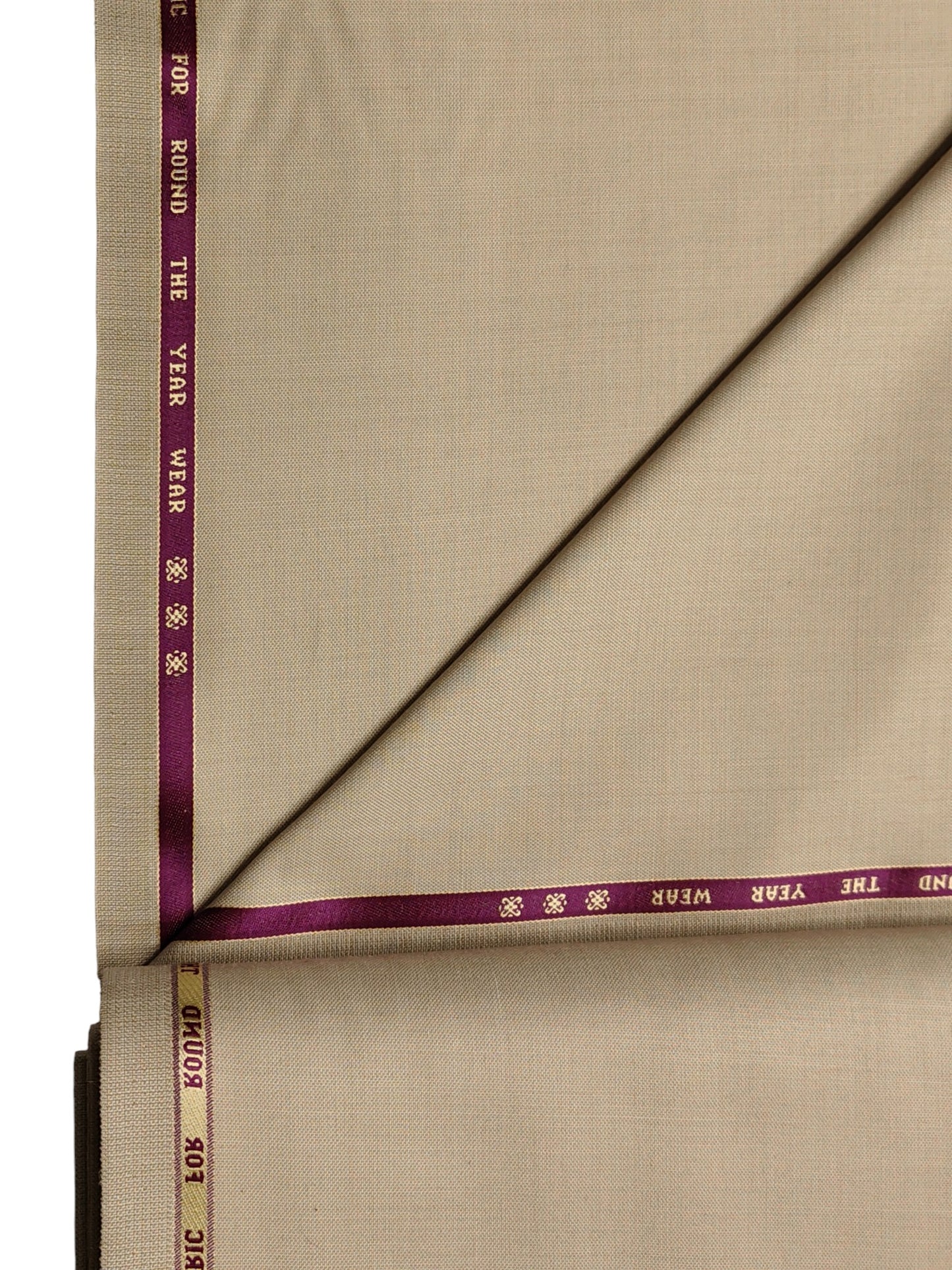 Raymond Magnum Merino Wool Blend Suiting Fabric (Cream, Plain Weave)