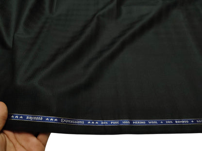 Raymond Expressions Super 100s Merino Wool Blend Suiting Fabric (Black, Patterned)