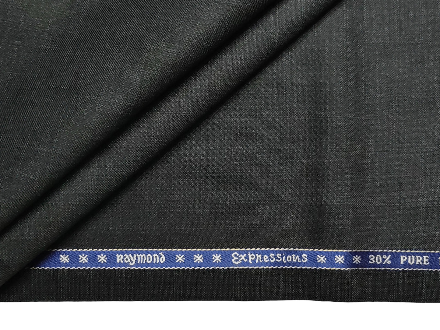 Raymond Expressions Super 100s Merino Wool Blend Suiting Fabric (Grey, Self patterned)