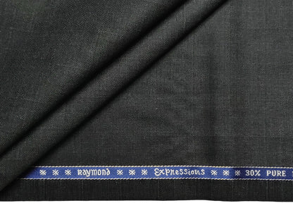 Raymond Expressions Super 100s Merino Wool Blend Suiting Fabric (Grey, Self patterned)