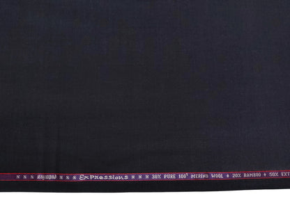 Raymond Expressions Super 100s Merino Wool Blend Suiting Fabric (Navy Blue, Plain Weave)