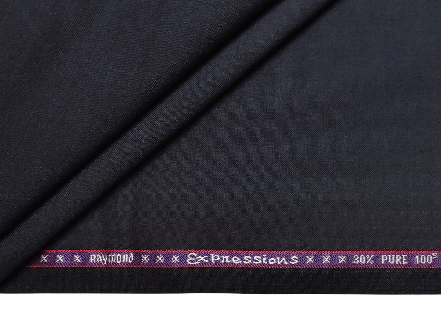 Raymond Expressions Super 100s Merino Wool Blend Suiting Fabric (Navy Blue, Plain Weave)