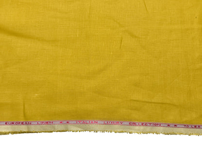 100% Pure European Linen 70 LEA Shirting Fabric (Yellow, Plain Weave)