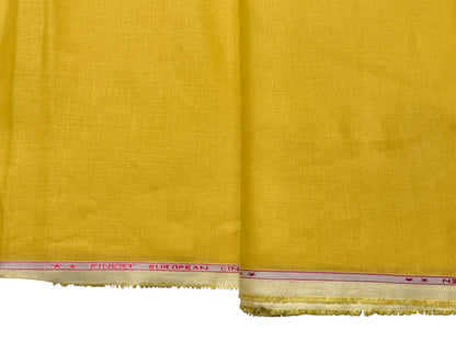 100% Pure European Linen 70 LEA Shirting Fabric (Yellow, Plain Weave)
