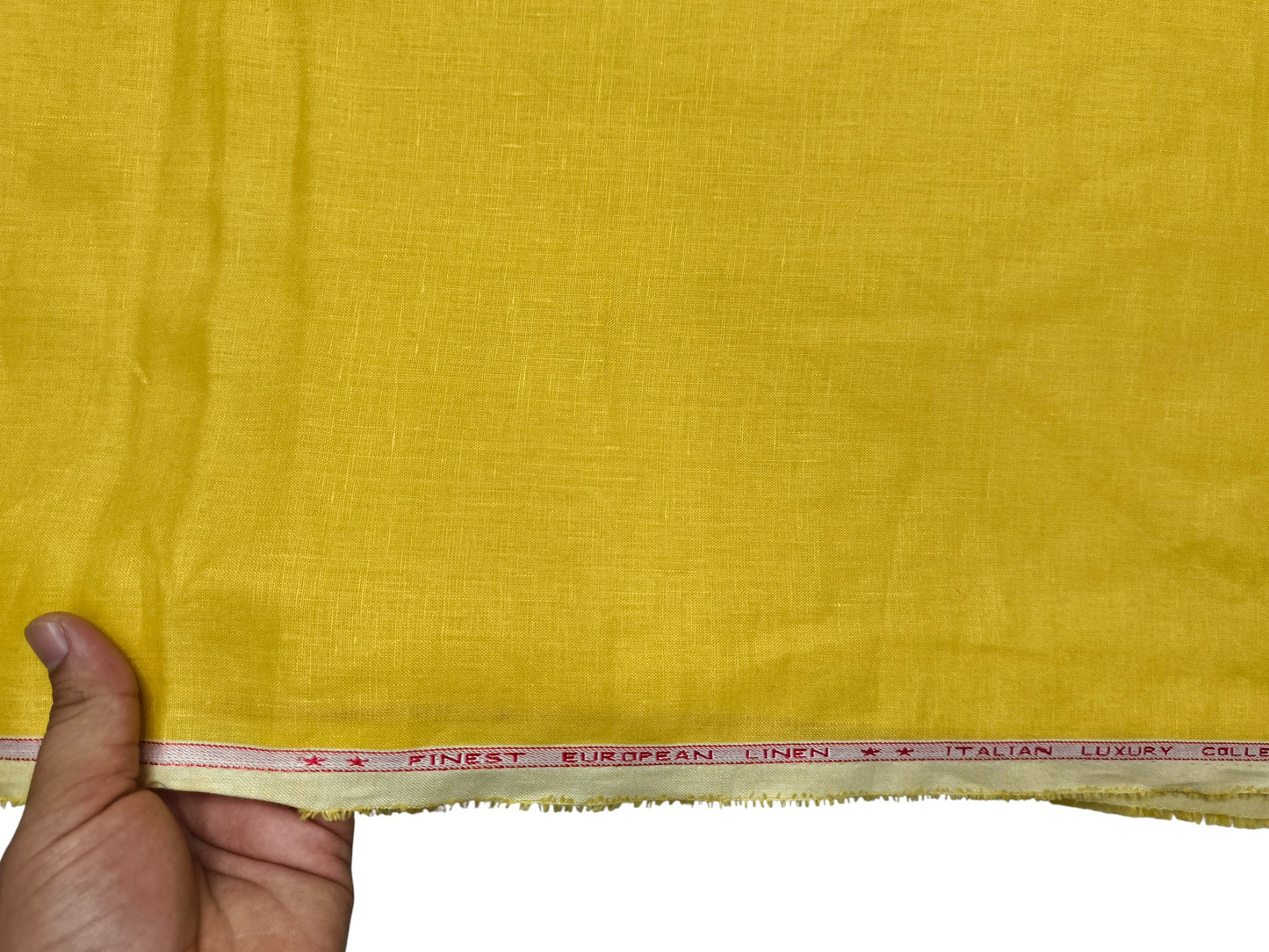 100% Pure European Linen 70 LEA Shirting Fabric (Yellow, Plain Weave)