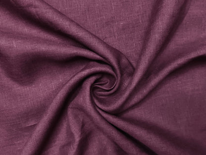 100% Pure European Linen 60 LEA Shirting Fabric (Deep Plum, Plain Weave)