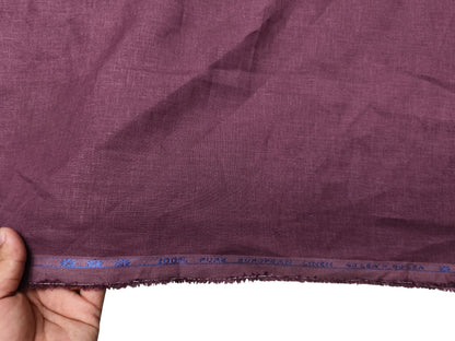 100% Pure European Linen 60 LEA Shirting Fabric (Deep Plum, Plain Weave)