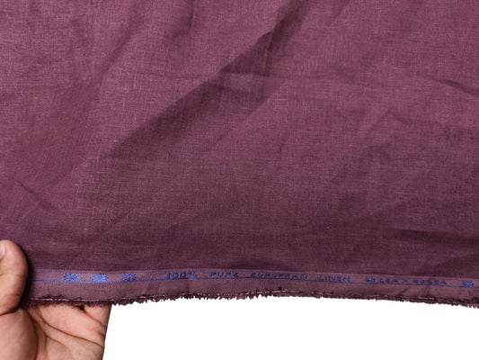 100% Pure European Linen 60 LEA Shirting Fabric (Deep Plum, Plain Weave)