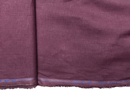 100% Pure European Linen 60 LEA Shirting Fabric (Deep Plum, Plain Weave)