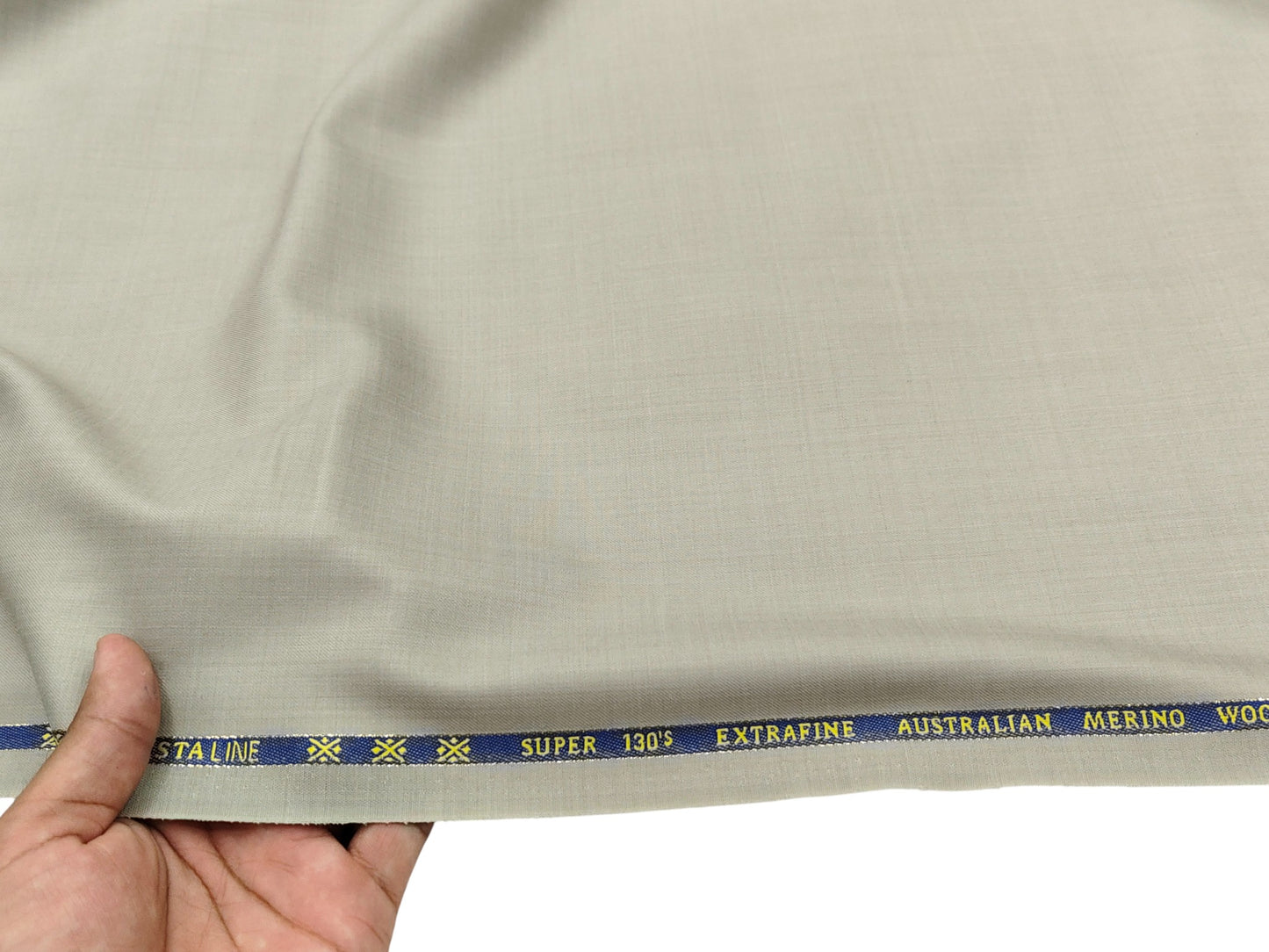 Cavalero Italy 60% Wool Super 130s Extrafine Australian Merino Wool Blend Suiting Fabric (Stone Beige, Plain Weave)