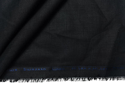 100% Pure European Linen 60 LEA Shirting Fabric (Black, Plain Weave)
