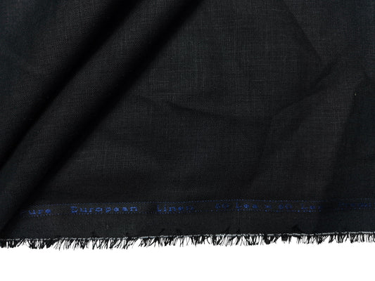 100% Pure European Linen 60 LEA Shirting Fabric (Black, Plain Weave)