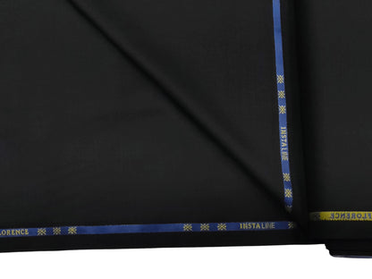 Cavalero Italy 60% Wool Super 130s Extrafine Australian Merino Wool Blend Suiting Fabric (Black, Plain Weave)