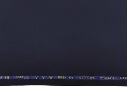 Cavalero Italy 60% Wool Super 130s Extrafine Australian Merino Wool Blend Suiting Fabric (Navy Blue, Plain Weave)