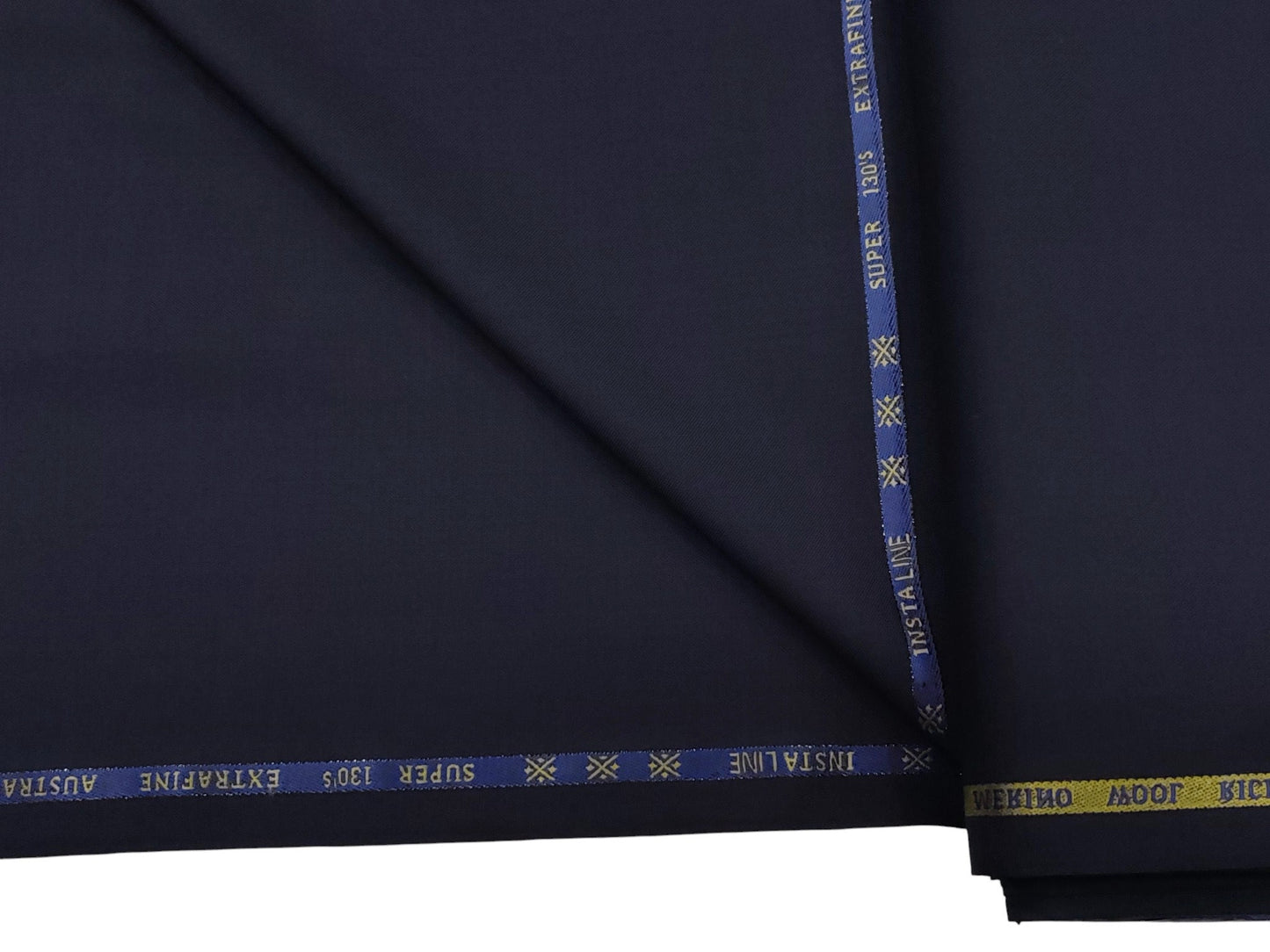 Cavalero Italy 60% Wool Super 130s Extrafine Australian Merino Wool Blend Suiting Fabric (Navy Blue, Plain Weave)