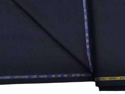 Cavalero Italy 60% Wool Super 130s Extrafine Australian Merino Wool Blend Suiting Fabric (Navy Blue, Plain Weave)