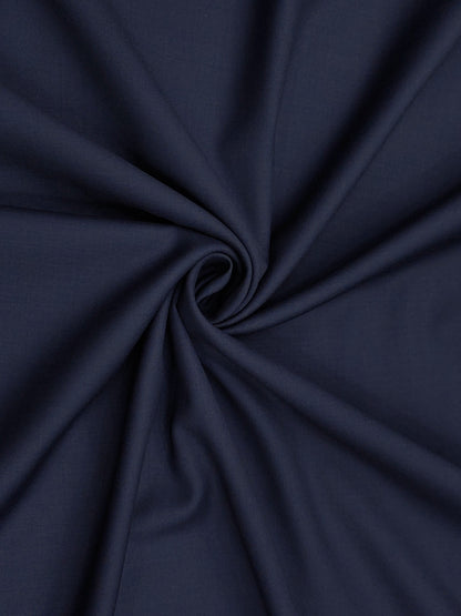Cavalero Italy 60% Wool Super 130s Extrafine Australian Merino Wool Blend Suiting Fabric (Navy Blue, Plain Weave)