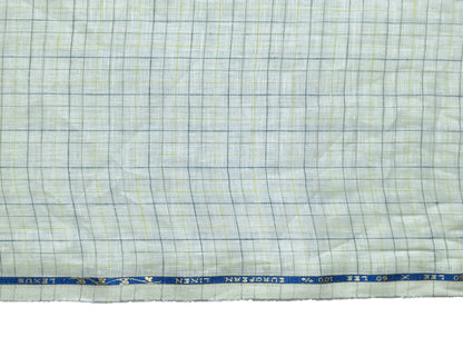 100% Pure European Linen 60 LEA Shirting Fabric (White & Yellow Checks)