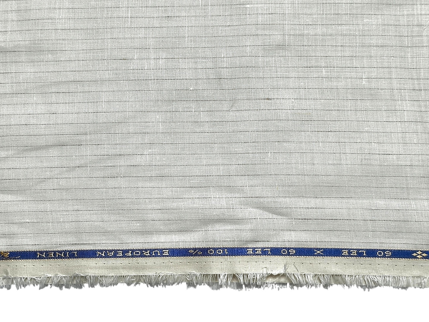 100% Pure European Linen 60 LEA Shirting Fabric (White & Brown , Stripes)