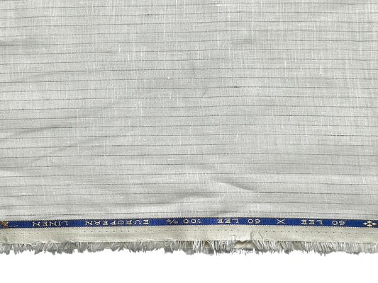100% Pure European Linen 60 LEA Shirting Fabric (White & Brown , Stripes)