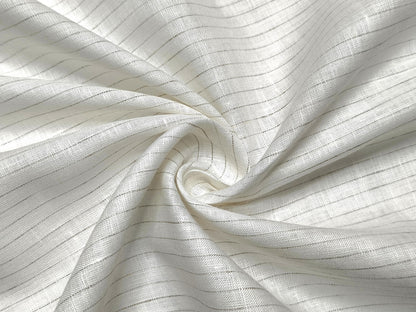 100% Pure European Linen 60 LEA Shirting Fabric (White & Brown , Stripes)
