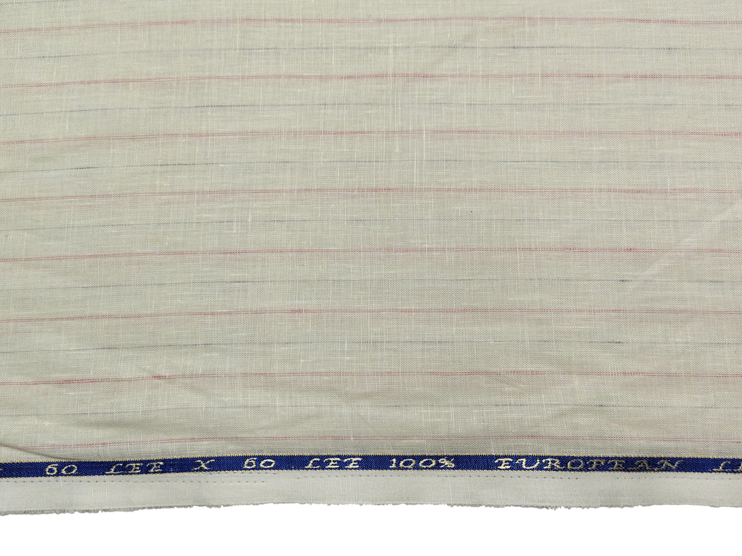 100% Pure European Linen 60 LEA Shirting Fabric (Offwhite & Pink , Stripes)