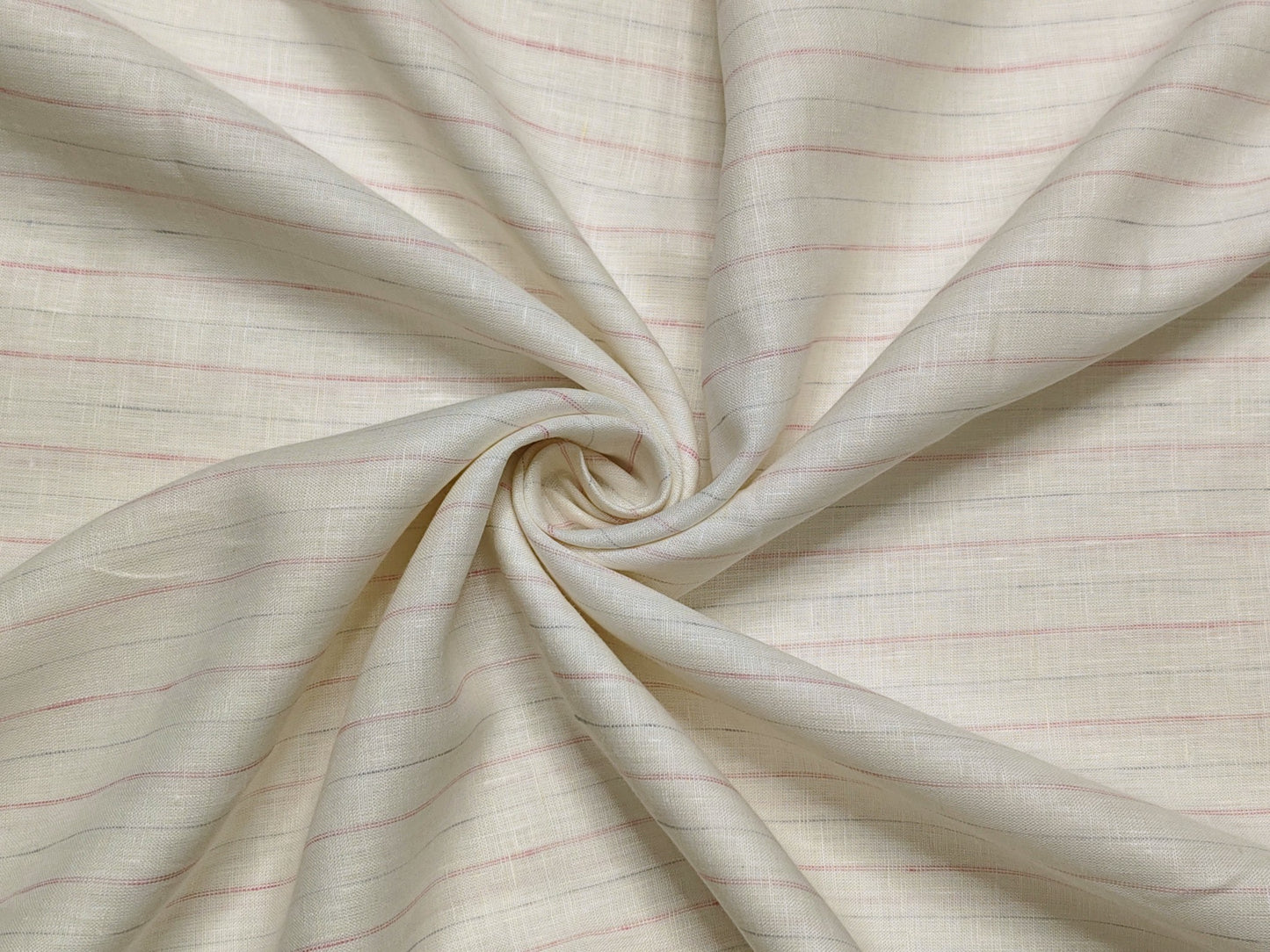 100% Pure European Linen 60 LEA Shirting Fabric (Offwhite & Pink , Stripes)