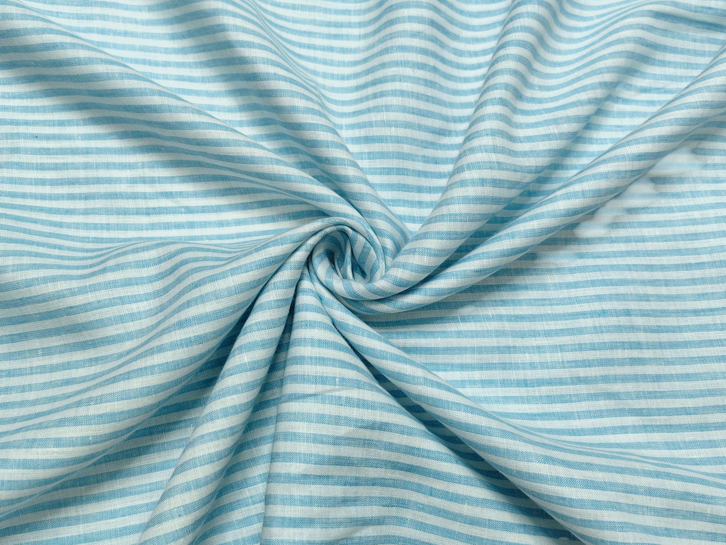 100% Pure European Linen 60 LEA Shirting Fabric (Blue & White Stripes)