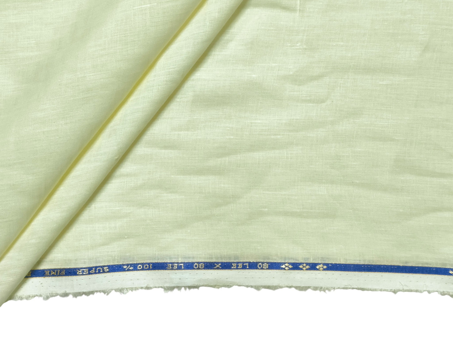 100% Pure European Linen 80 LEA Shirting Fabric (Lemon Yellow, Plain Weave)