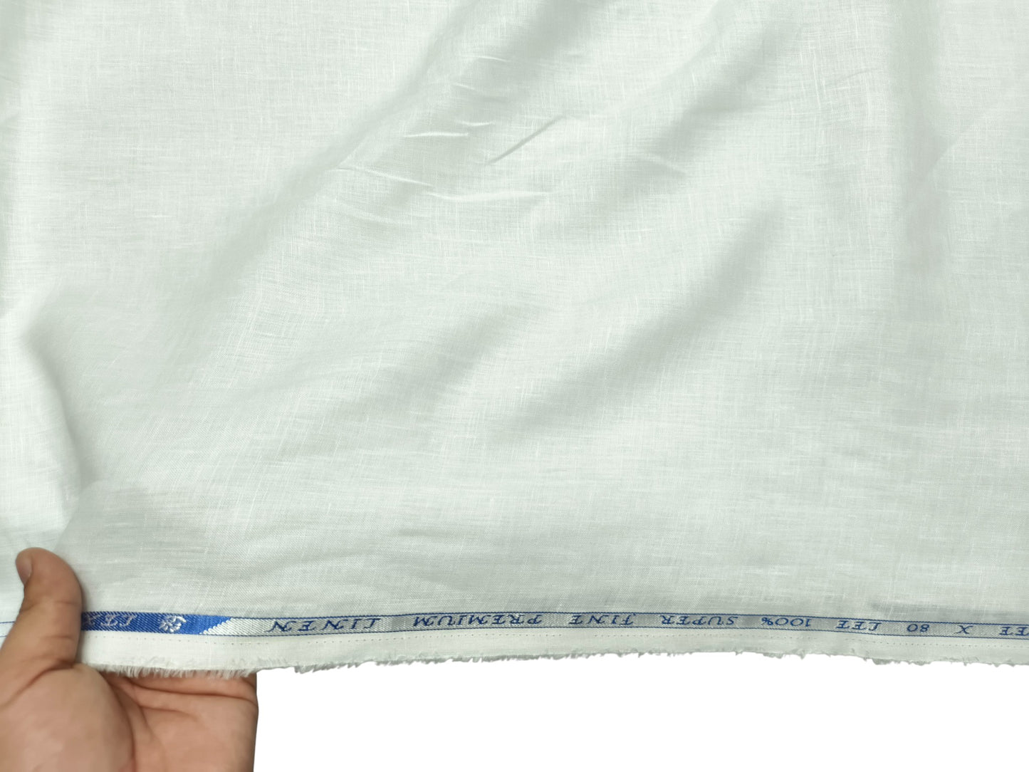 100% Pure European Linen 80 LEA Shirting Fabric (White , Plain Weave)