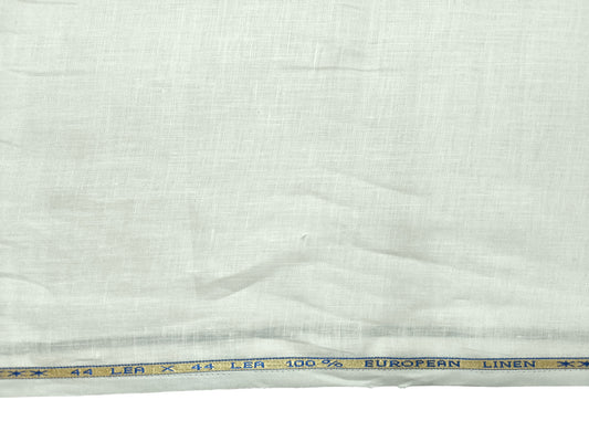 100% Pure European Linen 44 LEA Shirting Fabric (White , Plain Weave)