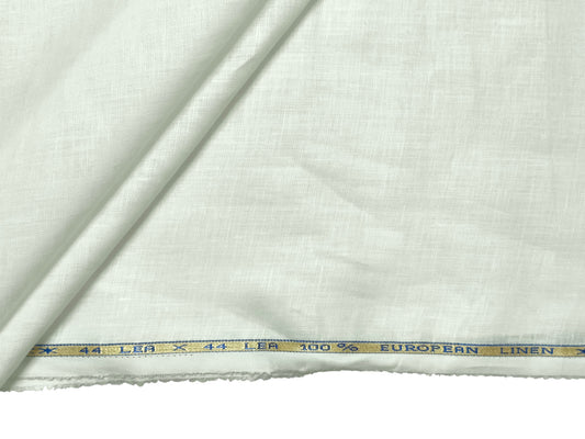 100% Pure European Linen 44 LEA Shirting Fabric (White , Plain Weave)