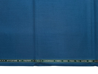 Raymond Styleford 70% Wool Super 130s Suiting Fabric (Teal Blue, Plain Weave)